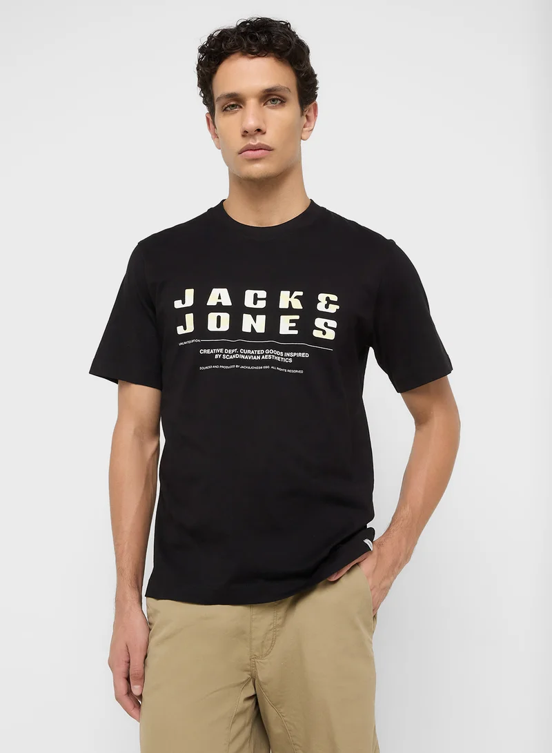 جاك اند جونز JCORECHARGE FRONT BRANDING TEE CREW NECK