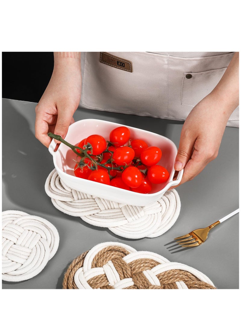 Excefore Woven Cotton Thread Jute Coaster, 4 Pack Weave Rope Cup Mat Pad Handmade Drink Coaster For Holiday Daily Home Kitchen Office Housewarming Party Table Decor - Image 5