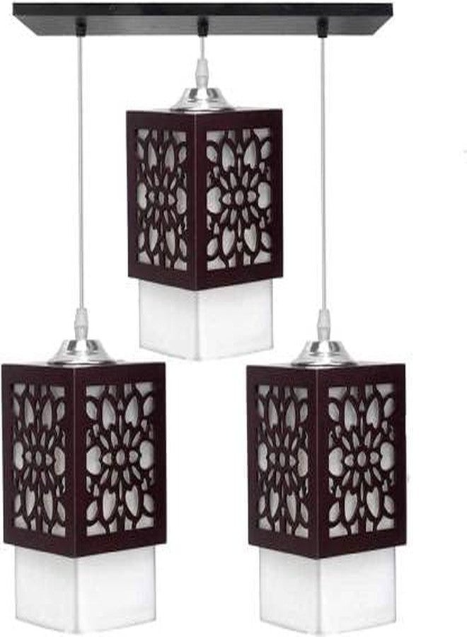 Areezo 3 Lights Wooden Ceiling Hanging Pendant for Home,Bedroom,Living Room,Kitchen,Hall,Decoration Pendants Ceiling Lamp (Brown) - Image 2