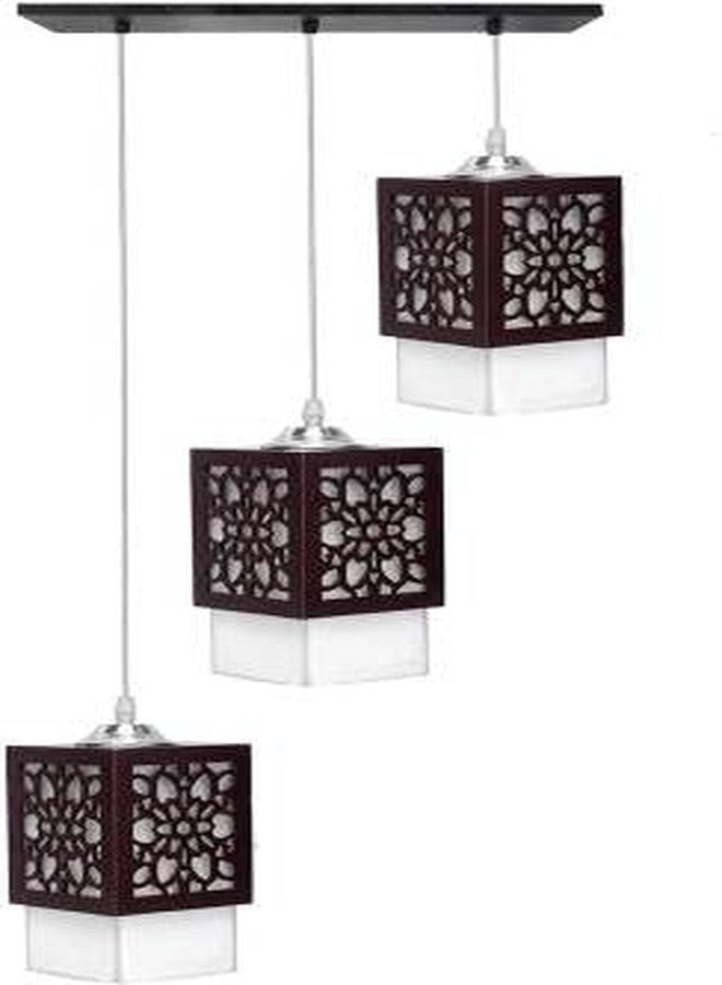 Areezo 3 Lights Wooden Ceiling Hanging Pendant for Home,Bedroom,Living Room,Kitchen,Hall,Decoration Pendants Ceiling Lamp (Brown) - Image 1