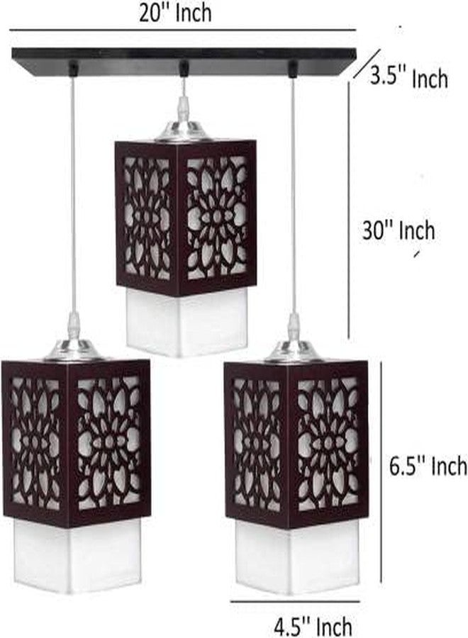 Areezo 3 Lights Wooden Ceiling Hanging Pendant for Home,Bedroom,Living Room,Kitchen,Hall,Decoration Pendants Ceiling Lamp (Brown) - Image 3