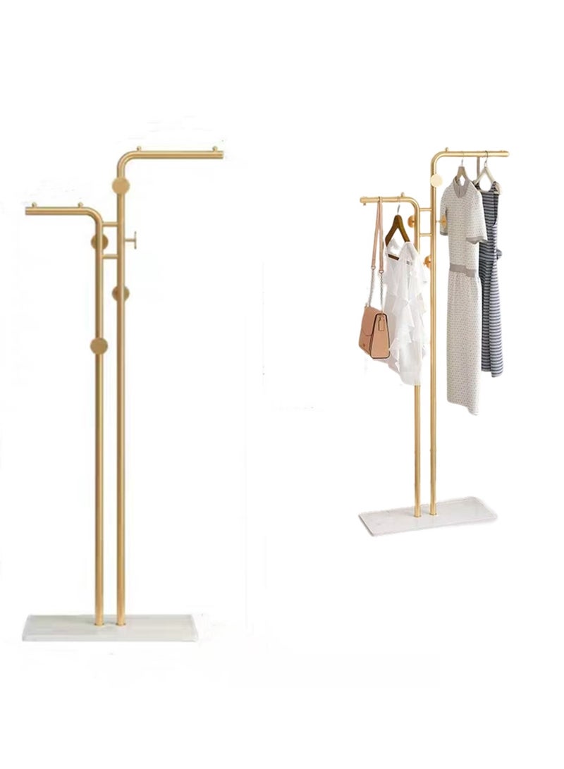 Beauenty Clothes Rack,Durable And Stable Independent Hallstand,Entrance Hanger With Natural Marble Base,Metal Clothes Tree With Hooks Suitable For Hanging Clothes,Hats,And Bags In Modern Households - Image 1