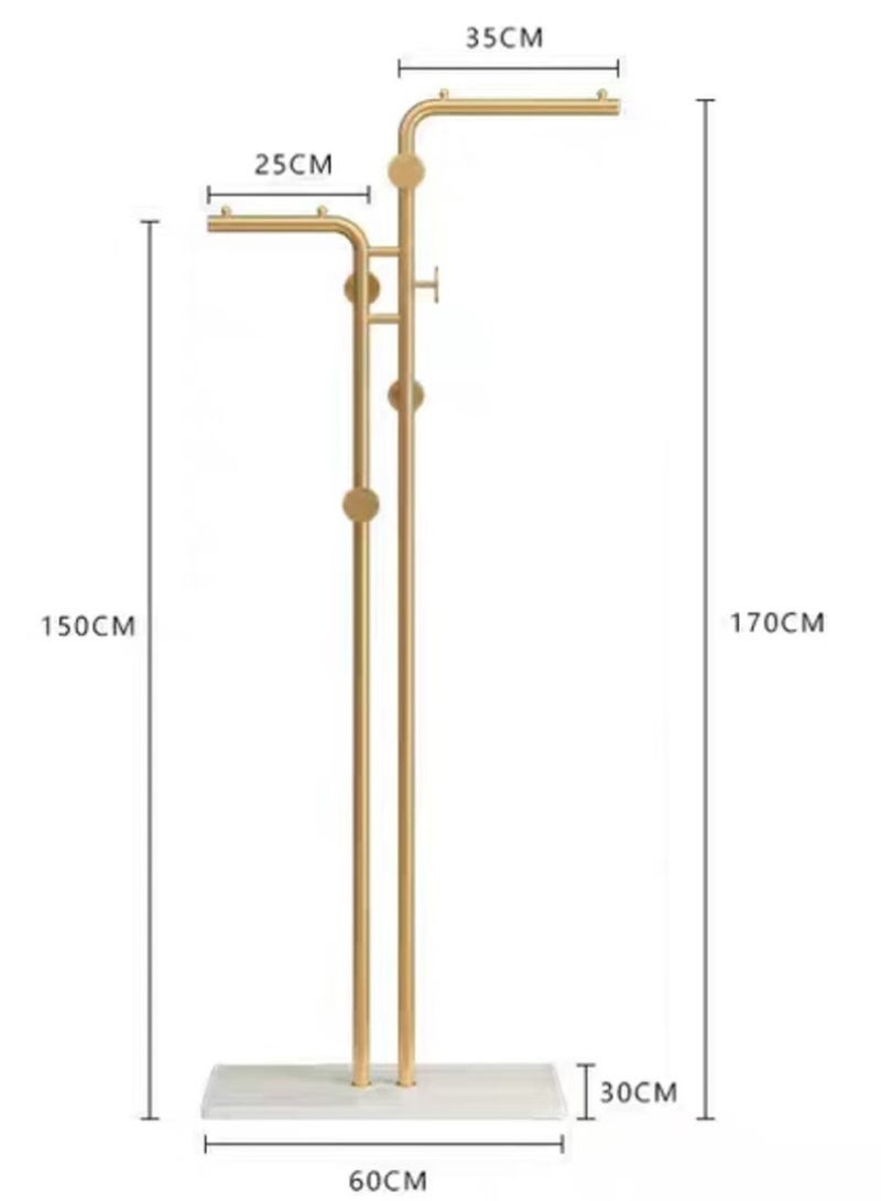 Beauenty Clothes Rack,Durable And Stable Independent Hallstand,Entrance Hanger With Natural Marble Base,Metal Clothes Tree With Hooks Suitable For Hanging Clothes,Hats,And Bags In Modern Households - Image 2