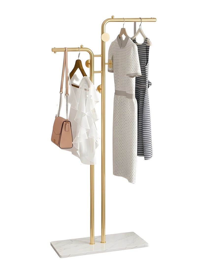 بيوينتي حامل ملابس جميل، منстой مستقل متين ومستقر، حامل مدخل مع قاعدة من الرخام الطبيعي، شجرة معدنية للملابس مع خطافات مناسبة لتعليق الملابس والأحذية والأحزمة في المنازل الحديثة - Image 1