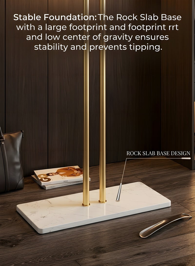 بيوينتي حامل ملابس جميل، منстой مستقل متين ومستقر، حامل مدخل مع قاعدة من الرخام الطبيعي، شجرة معدنية للملابس مع خطافات مناسبة لتعليق الملابس والأحذية والأحزمة في المنازل الحديثة - Image 5