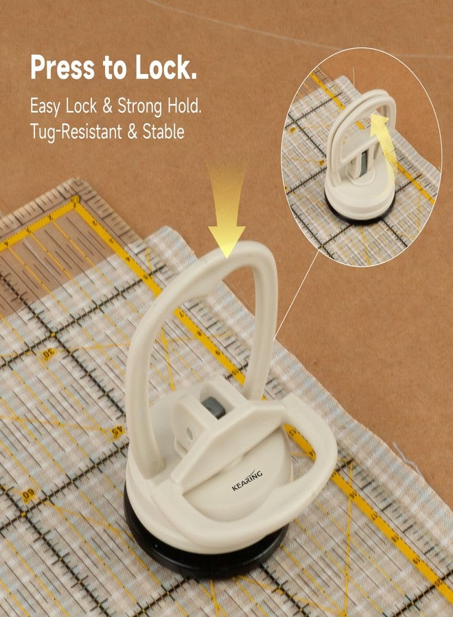 KEARING Heavy Duty Suction Cups Ruler Handle for Quilting Patchwork Ruler, Off-White Strong Grip Quilters Handle with Single Suction Cup for Sewing, Crafting & Screen Repair Tools - Image 3