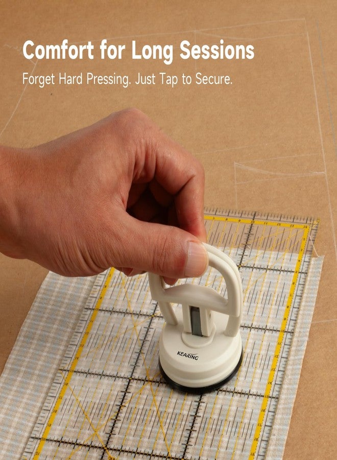 KEARING Heavy Duty Suction Cups Ruler Handle for Quilting Patchwork Ruler, Off-White Strong Grip Quilters Handle with Single Suction Cup for Sewing, Crafting & Screen Repair Tools - Image 5