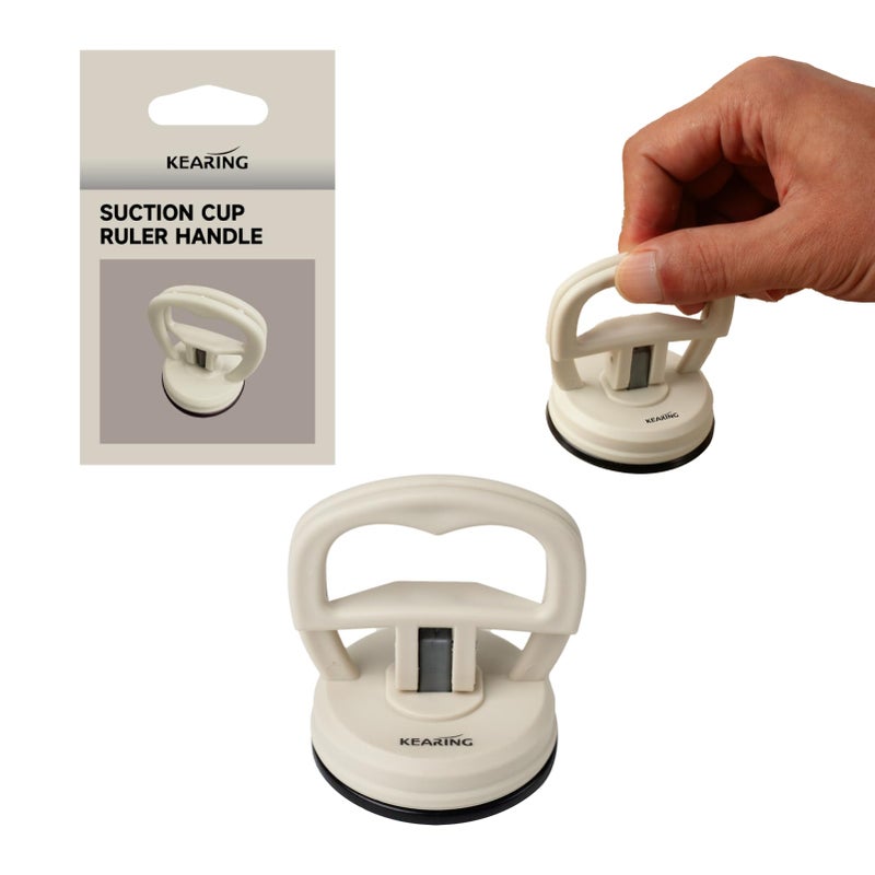 KEARING Heavy Duty Suction Cups Ruler Handle for Quilting Patchwork Ruler, Off-White Strong Grip Quilters Handle with Single Suction Cup for Sewing, Crafting & Screen Repair Tools - Image 1