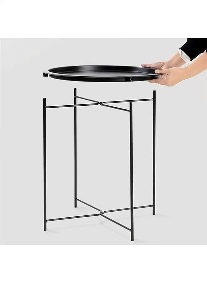 BLOOMING TIME Small Coffee Table Sofa Side Table Creative Foldable Side Table Simple Bedside Small Round Table Wrought Iron Coffee Table Balcony - Image 2