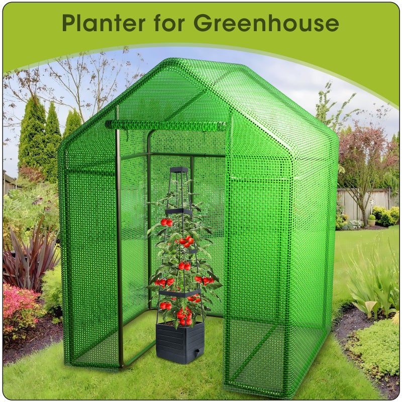MQFORU Raised Garden Bed, 57" Tomato Planter with Trellis, Tomato Cages for Climbing Vegetables Plant, Self Watering Tomato Support Box for Garden Pots, Use for Patios Greenhouse Indoor Outdoorï¼ˆ1Pcï¼‰ - Image 2