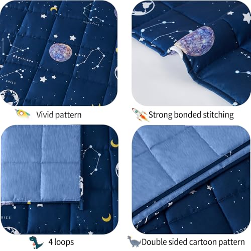 HOSUKKO Weighted Blanket - 3 lbs Cooling Navy Starry Sky Heavy Blanket - Small Size Breathable Lap Blanket for Hot Sleepers(36"x48", 3 lbs) - Image 2