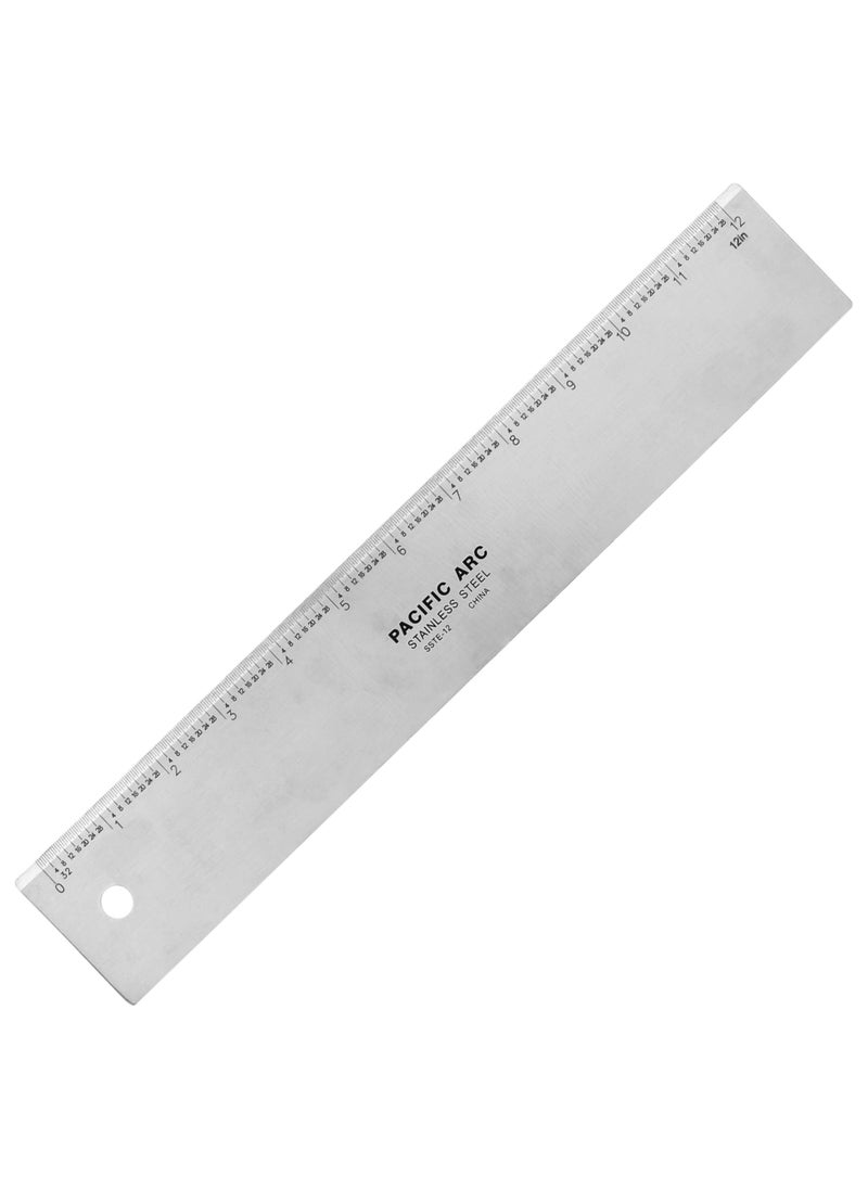 Pacific Arc Pacific Arc 12 Straight Edge Stainless Steel Inch Graduations 009 Thick Steel English Scale Heavy Duty 