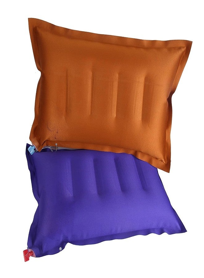 CK CREATION Cotton Travel Pillow Ultra Light Inflatable Dual Color Air Pillow, Standard, Multi Colour, Pack of 2 - Image 1