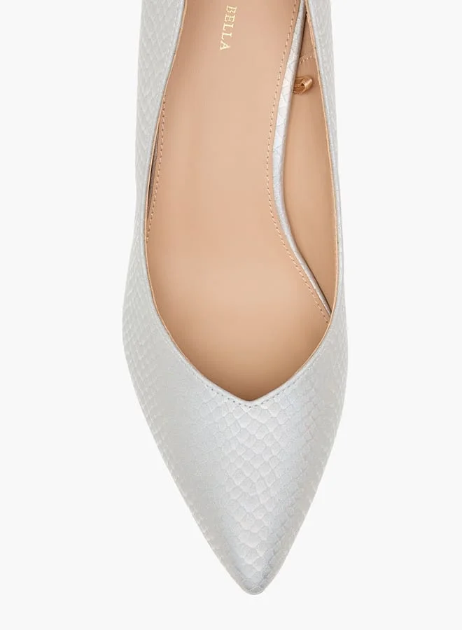 Flora Bella By Shoexpress Women Textured Slip-On Pumps with Stiletto Heels