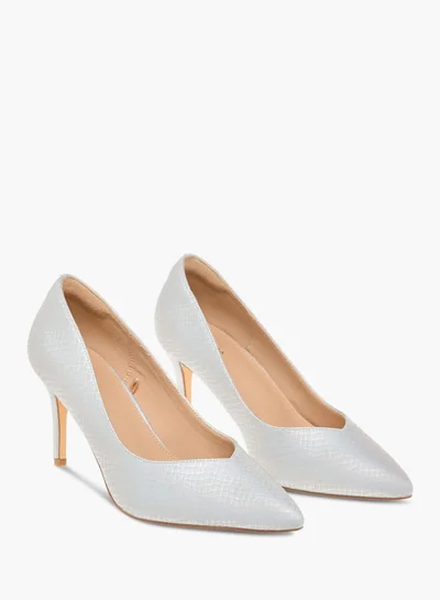 Flora Bella By Shoexpress Women Textured Slip-On Pumps with Stiletto Heels