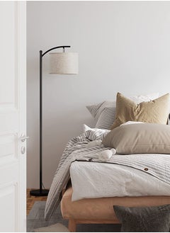 Glanfen Modern Retro Atmosphere Standing Floor Lamp LED Three-Color Adjustable Hanging Linen Lampshade  - Image 4