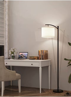 Glanfen Modern Retro Atmosphere Standing Floor Lamp LED Three-Color Adjustable Hanging Linen Lampshade  - Image 1