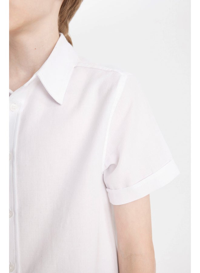 DeFacto Boy Regular Fit Polo Neck Woven Short Sleeve Shirt  - Image 3