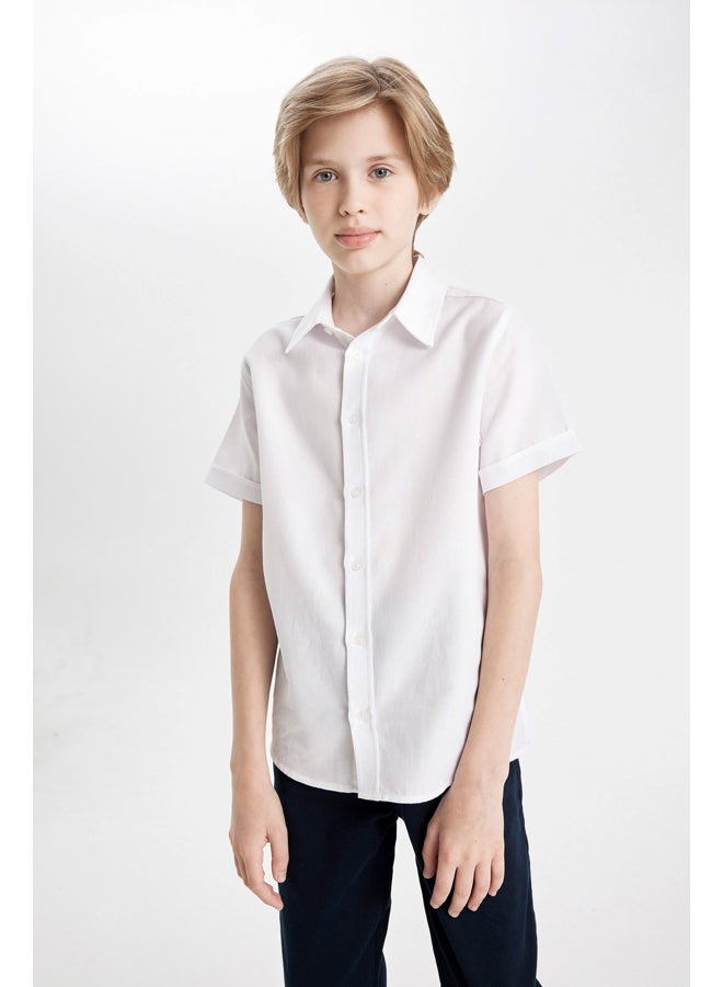 DeFacto Boy Regular Fit Polo Neck Woven Short Sleeve Shirt  - Image 2