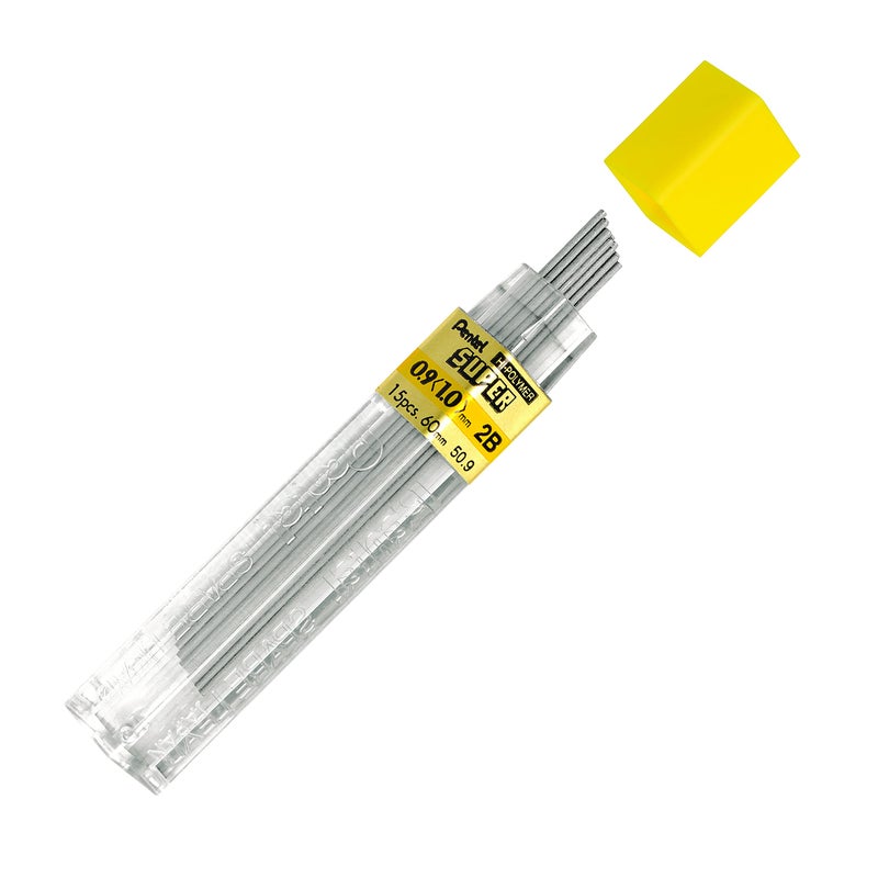 Pentel Super Hi-Polymer Lead Refill, 0.9mm Thick, 2B, 180 Pieces of Lead (50-9-2B),Gray - Image 4