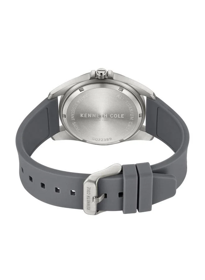 Kenneth Cole New York Watch For Men With Grey Silicone Strap 5 ATM 42mm