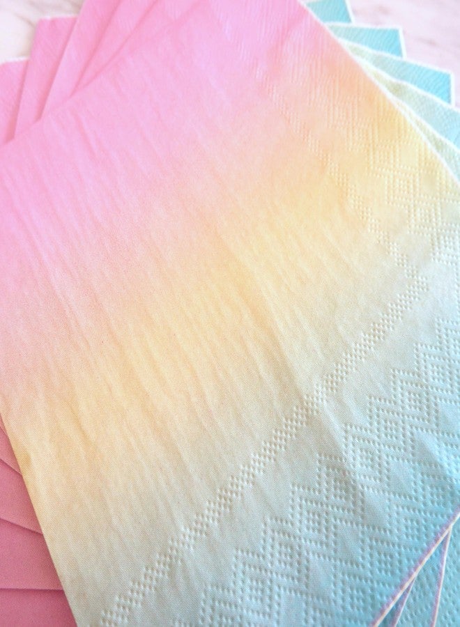 Partay Shenanigans Party Paper Napkins - 50 Pack Pastel Birthday Disposable Paper Napkins with on Pink Yellow Blue Ombre Gradient for Cocktail Party Supplies - 6.5" x 6.5" inches (Any Occasion) - Image 3
