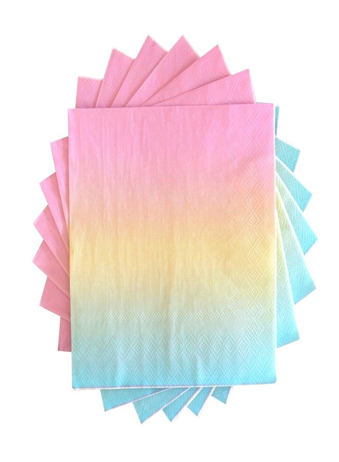 Partay Shenanigans Party Paper Napkins - 50 Pack Pastel Birthday Disposable Paper Napkins with on Pink Yellow Blue Ombre Gradient for Cocktail Party Supplies - 6.5" x 6.5" inches (Any Occasion) - Image 1