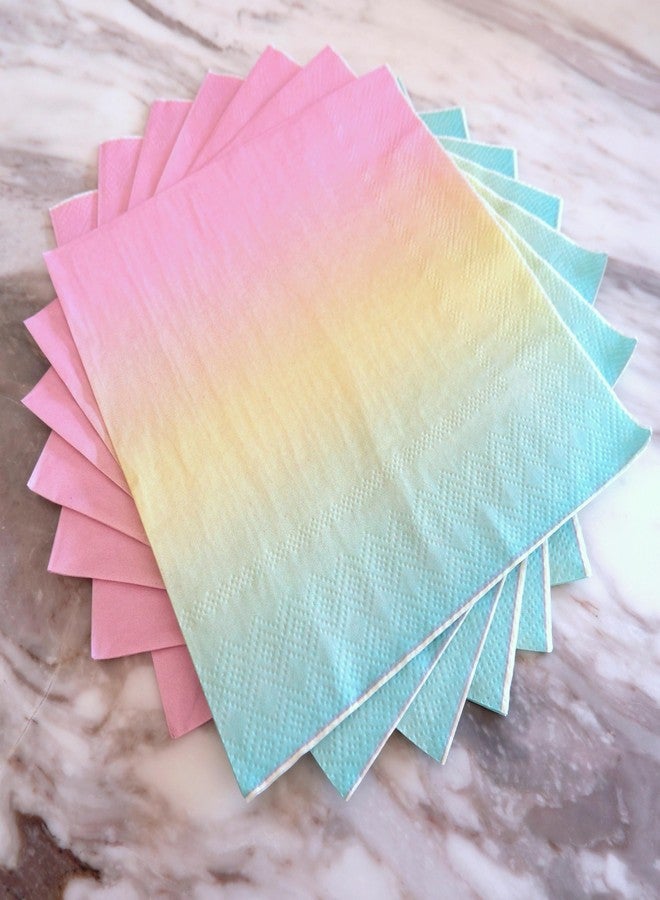 Partay Shenanigans Party Paper Napkins - 50 Pack Pastel Birthday Disposable Paper Napkins with on Pink Yellow Blue Ombre Gradient for Cocktail Party Supplies - 6.5" x 6.5" inches (Any Occasion) - Image 4
