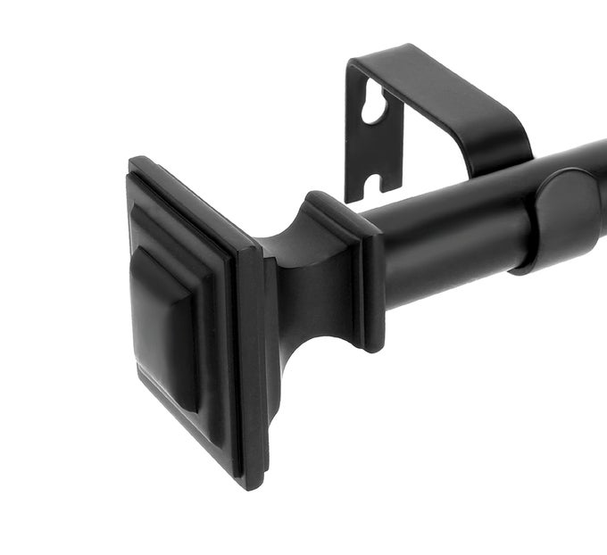 Curtain Rods for Windows 28 to 48 Inch234 Feet34 Diameter Black Drapery Rods with Square FinialsSize1845 InchMatte Black