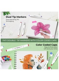FATI ACCESSORIES FATI Double Tipped Marker Pens Permanent Art Highlighter Pen Sketch Markers for Drawing Coloring Painting Card Making Underlining (12)  - Image 2