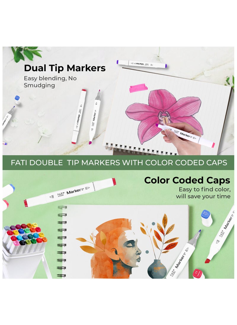 FATI ACCESSORIES FATI Double Tipped Marker Pens Permanent Art Highlighter Pen Sketch Markers for Drawing Coloring Painting Card Making Underlining (12)  - Image 2