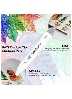 FATI ACCESSORIES FATI Double Tipped Marker Pens Permanent Art Highlighter Pen Sketch Markers for Drawing Coloring Painting Card Making Underlining (12)  - Image 3