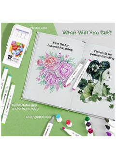 FATI ACCESSORIES FATI Double Tipped Marker Pens Permanent Art Highlighter Pen Sketch Markers for Drawing Coloring Painting Card Making Underlining (12)  - Image 4