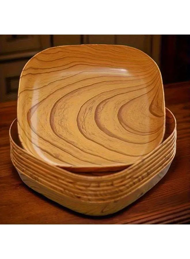 2Pcs Bone Throwing Dish Reusable Imitation Wood Plastic Tray for Sushi Appetizers Desserts - Image 2