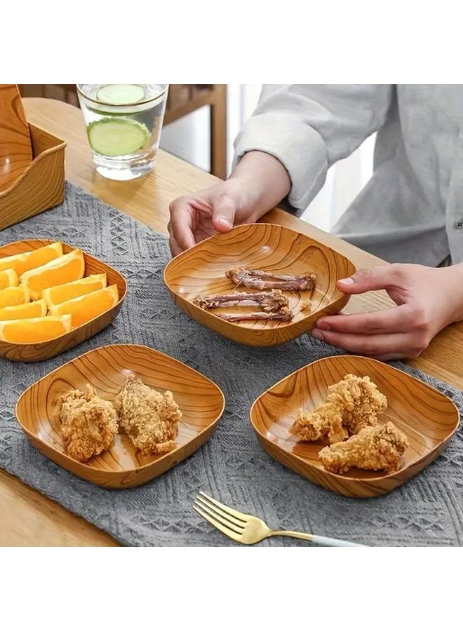 2Pcs Bone Throwing Dish Reusable Imitation Wood Plastic Tray for Sushi Appetizers Desserts - Image 5