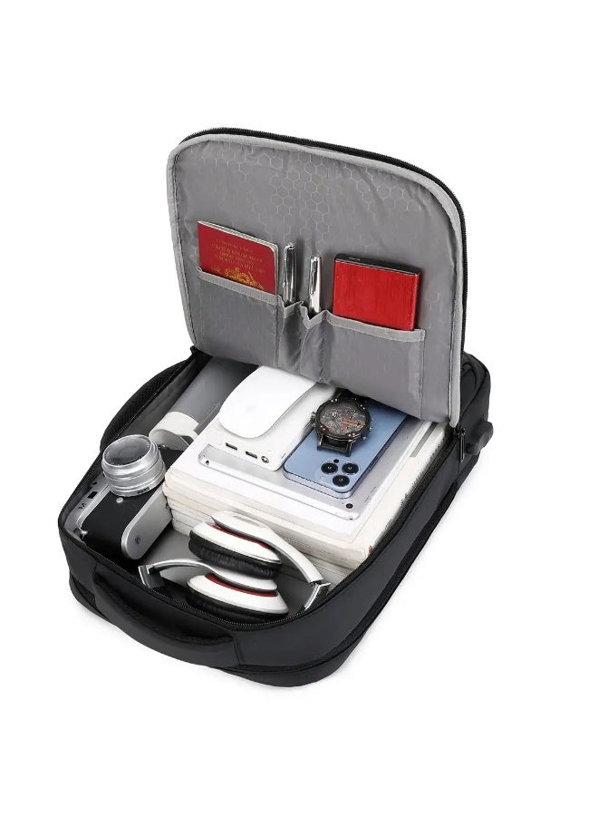 RAHALA Business Travel Laptop Anti-Theft Durable Computer Bag With USB Charging Port Waterproof College School Backpack For Men & Women Fits 15.6 Inch Notebook Black - Image 4