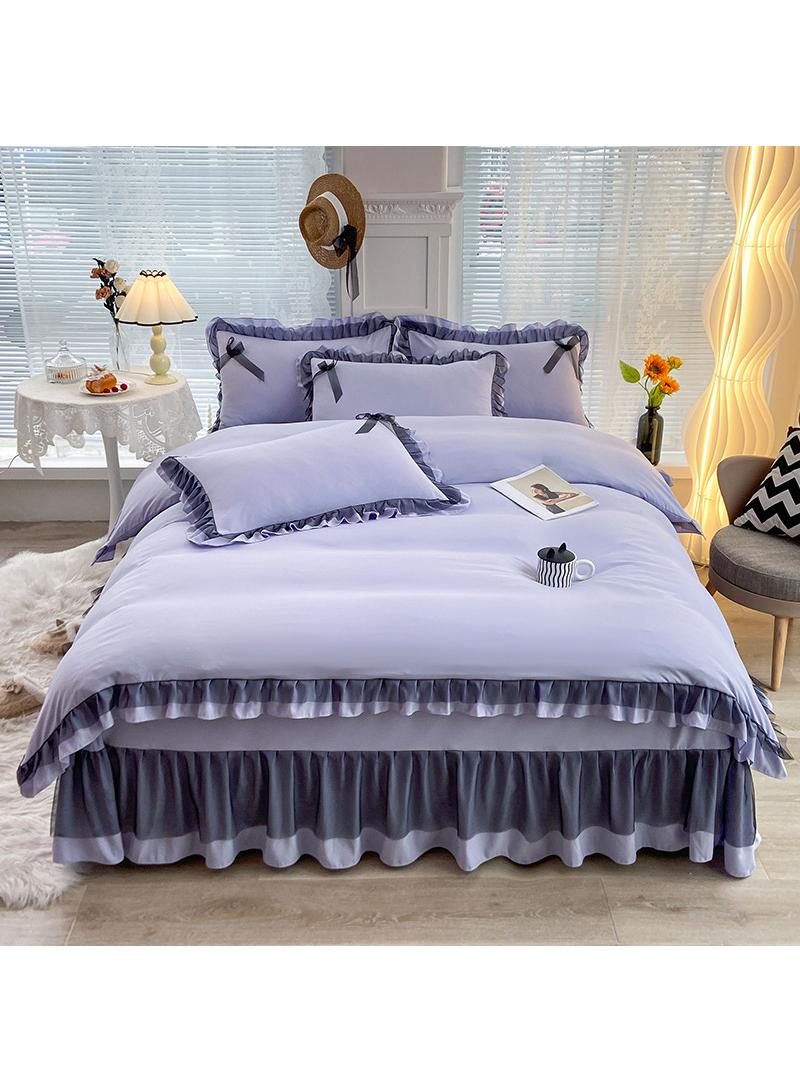 General Simple Solid Color Washable Bed Sheet And Duvet Cover Set  - Image 1