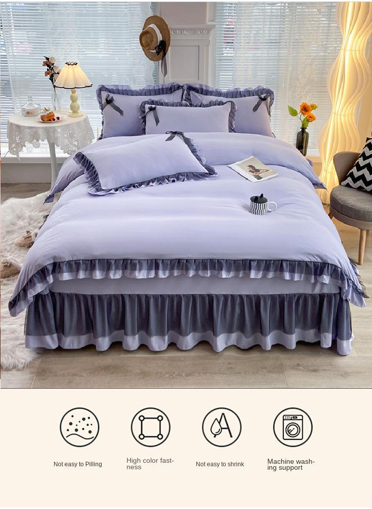 General Simple Solid Color Washable Bed Sheet And Duvet Cover Set  - Image 3