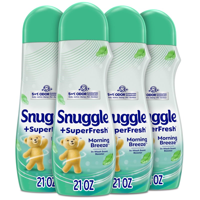 Snuggle SuperFresh In Wash Scent Booster, 21 Oz, Pack of 4, Morning Breeze, Laundry Beads for Long-Lasting Freshness, Fragrance Enhancer for Clothes, Bedding & Activewear, HE Safe - Image 1
