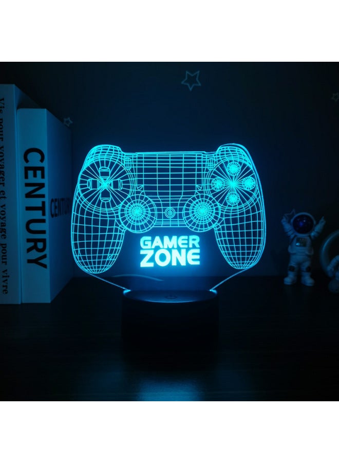 3D Night Light Game Handle Headset Series Creative Atmosphere USB Table Lamp Gift Lamp Gift XBOX-Color:Gamepad -4-Dimensions:Three-color Push Button Switch USB - Image 1