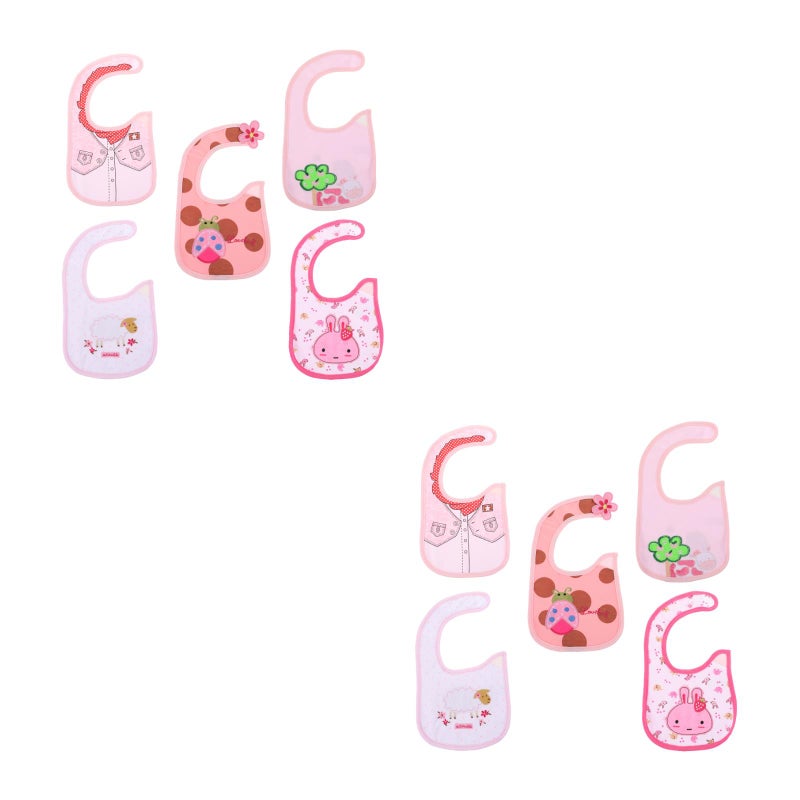 10 Pcs Newborn Saliva Bibs Cartoon Infant Burp Cloth Water-Absorbent Drool Towels - Image 1