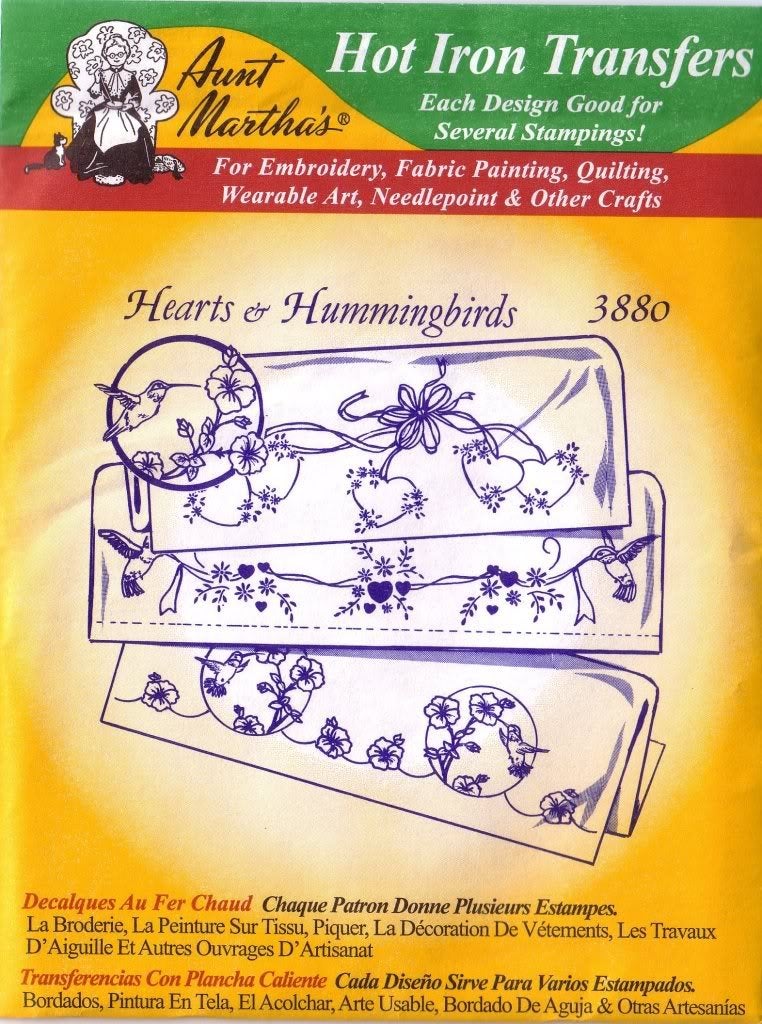 Aunt Martha's Hearts & Hummingbirds Aunt Martha's Hot Iron Embroidery Transfer - Image 4