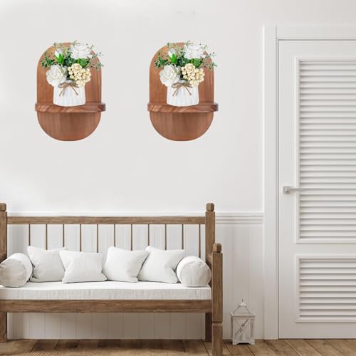 ARTORA Wall Mounted Plant Holder Wooden Flower Pot Wall Hanging Shelf Black Indoor Outdoor Decorative Floating Shelves Planter Hanger Racks for Wall Bedroom Living Room Porch Balcony Decor 1 Pack - Image 3