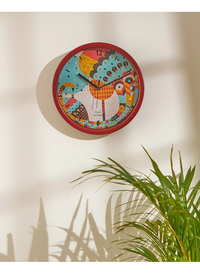 Chumbak Peacock Pride Wall Clock, 11"