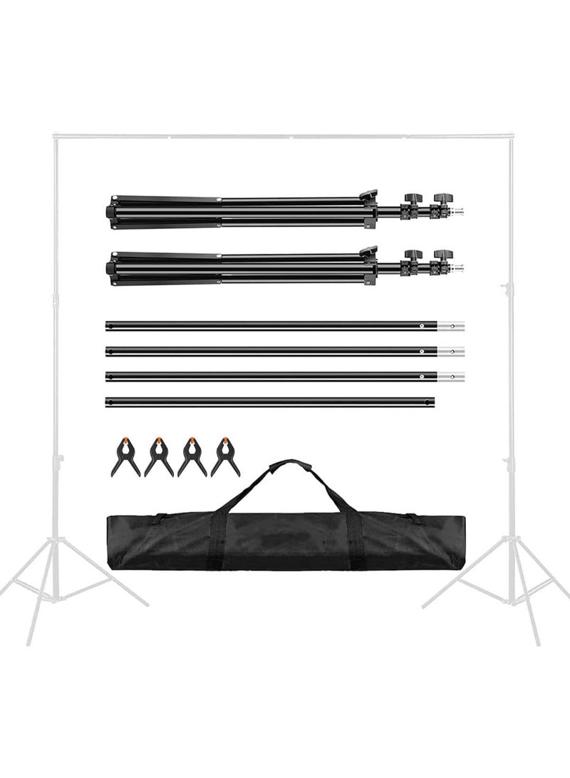 KIIUMI Backdrop Stand (2x2m), Adjustable Photo Studio Backdrop Stand Support Kit Background Stand with 4 Backdrop Clamps， for Portrait Product Photography，with Carring Bag - Image 2