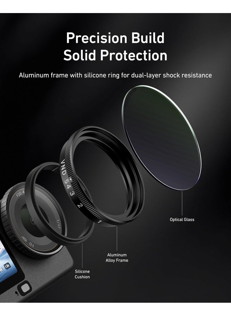 TELESIN Filter Kit for DJI Osmo Action 6 – VND 2–32 Variable ND, CPL UV Lens Filters, Snap-On/HD Optical Glass/Multi-Coated Filters Set, Action 6 Accessories for Travel, Sports & Cinematic Video - Image 5