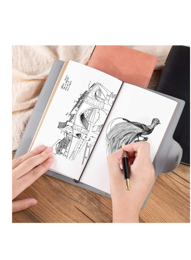 Leather Journal Notebooks, Soft Cover Notebook, Classic Spiral Bound Notepad Refillable Diary Sketchbook, with Lined Pages, Blank Pages, Writing Composition Notebooks Journal for Women, Men Pink - Image 3