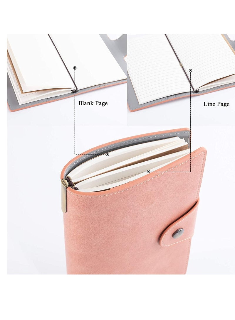 Leather Journal Notebooks, Soft Cover Notebook, Classic Spiral Bound Notepad Refillable Diary Sketchbook, with Lined Pages, Blank Pages, Writing Composition Notebooks Journal for Women, Men Pink - Image 5
