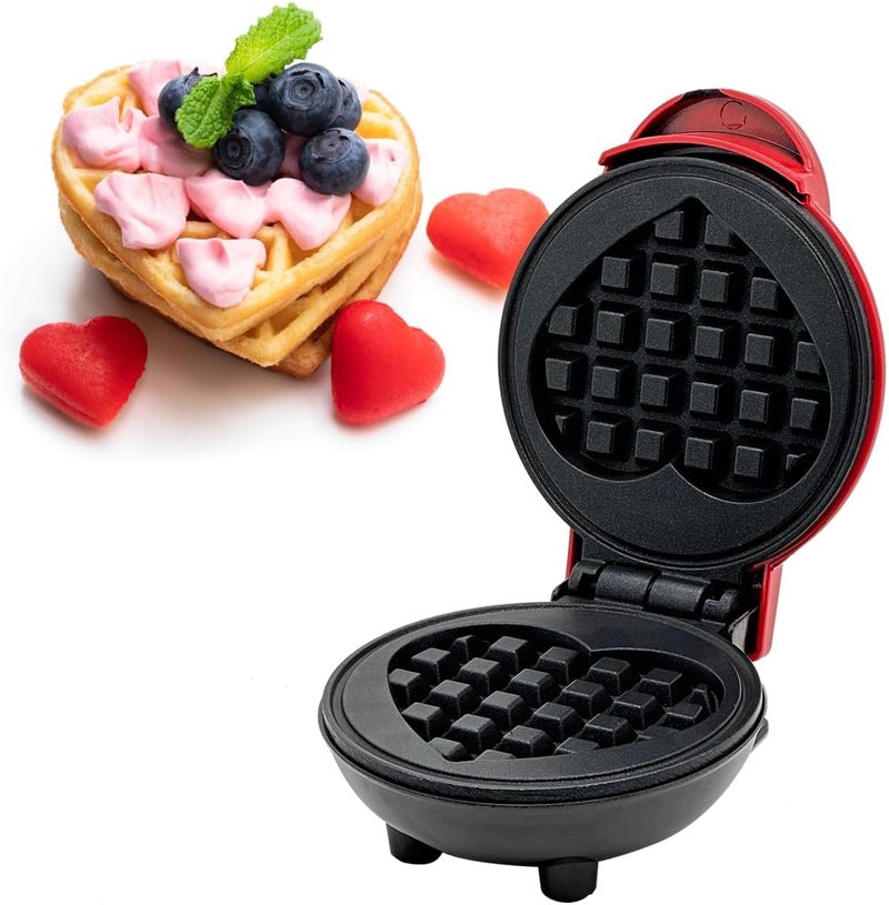 NALACAL جهاز صنع الوافلات NALACAL Mini Waffle Maker، جهاز صنع الوافلات بنظام كهربائي، صينية غير لاصقة مقاس 4 بوصات لصنع الوافلات، آلة صنع البانكيك المحمولة مناسبة للشباب، سهلة التنظيف، مثالية لصنع الوجبات الخفيفة والسندويشات والبيض. - Image 1