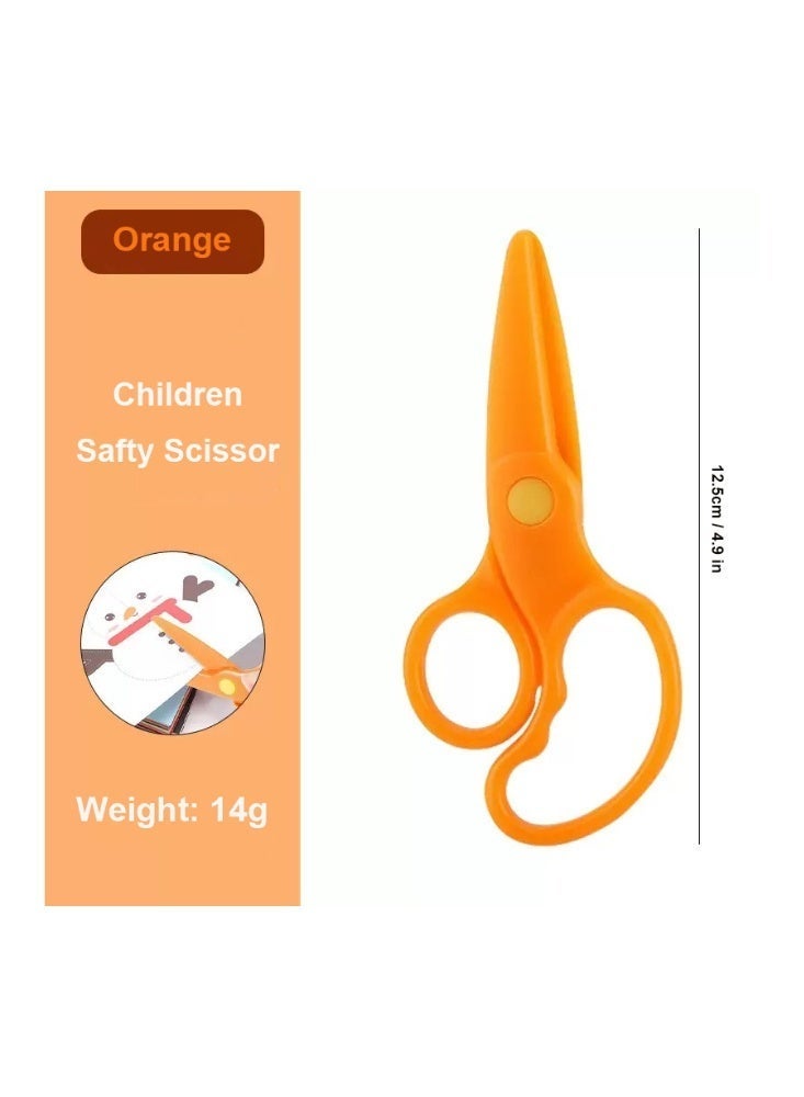 Children Safety Scissors Set Preschool Training Scissors Art Craft Child-Safe Scissor Gifts for Children, Orange - Image 1